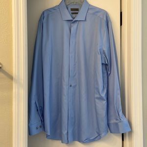 CK Calvin Klein Light Blue Button Down Dress Shirt Slim Tall Size 18.5 36/37